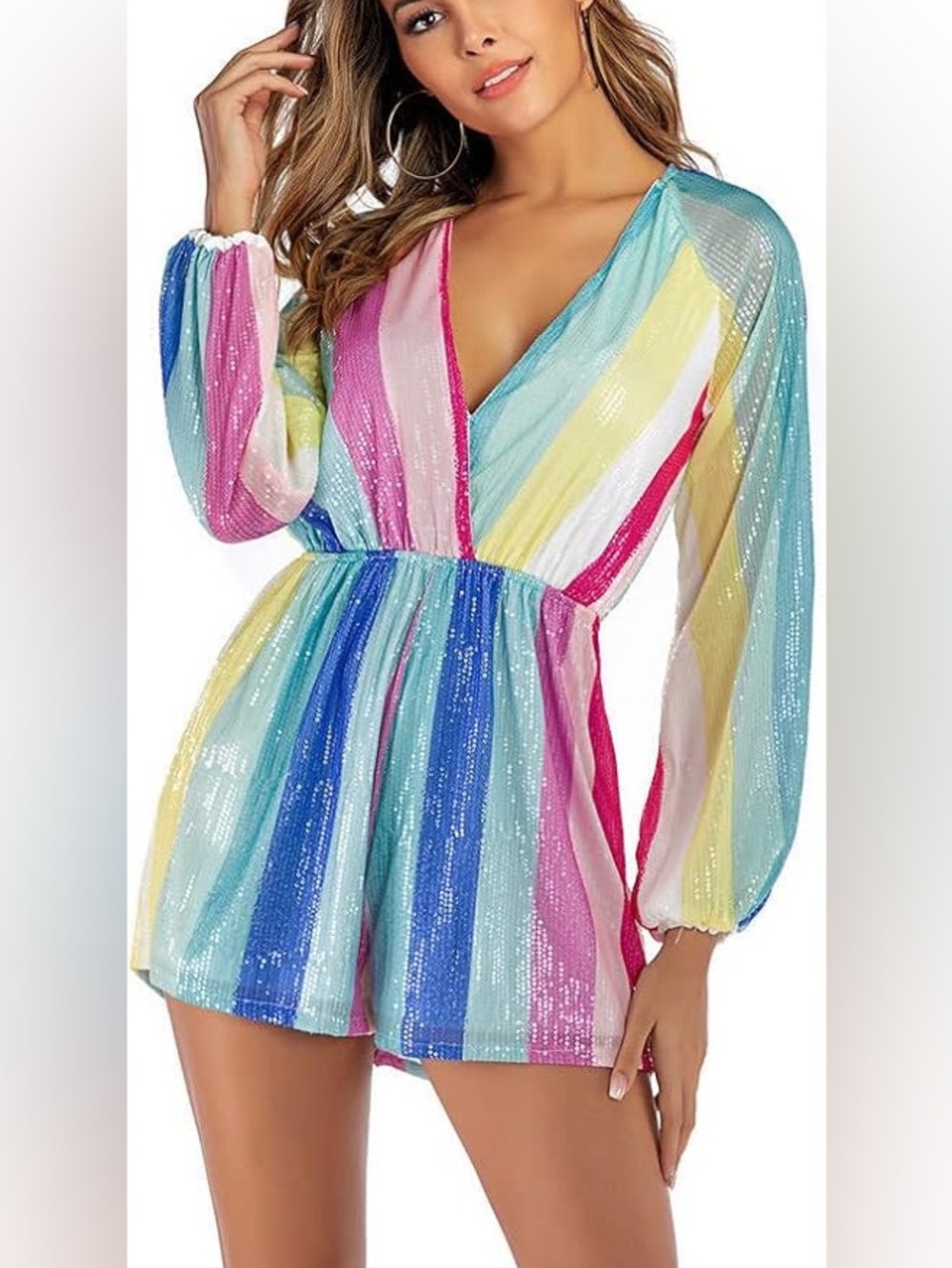 Sequined romper lover taylor swift unicorn pastel striped rainbow Gabrielle - Picture 8 of 9